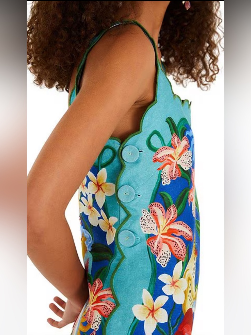 NWT🌷FARM Rio Garden of Life Scarf Square Neck Sleeveless Scallop Hem Mini Dress - Picture 4 of 15